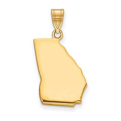 14k gold or sterling silver georgia ga state map pendant charm personalized monogram