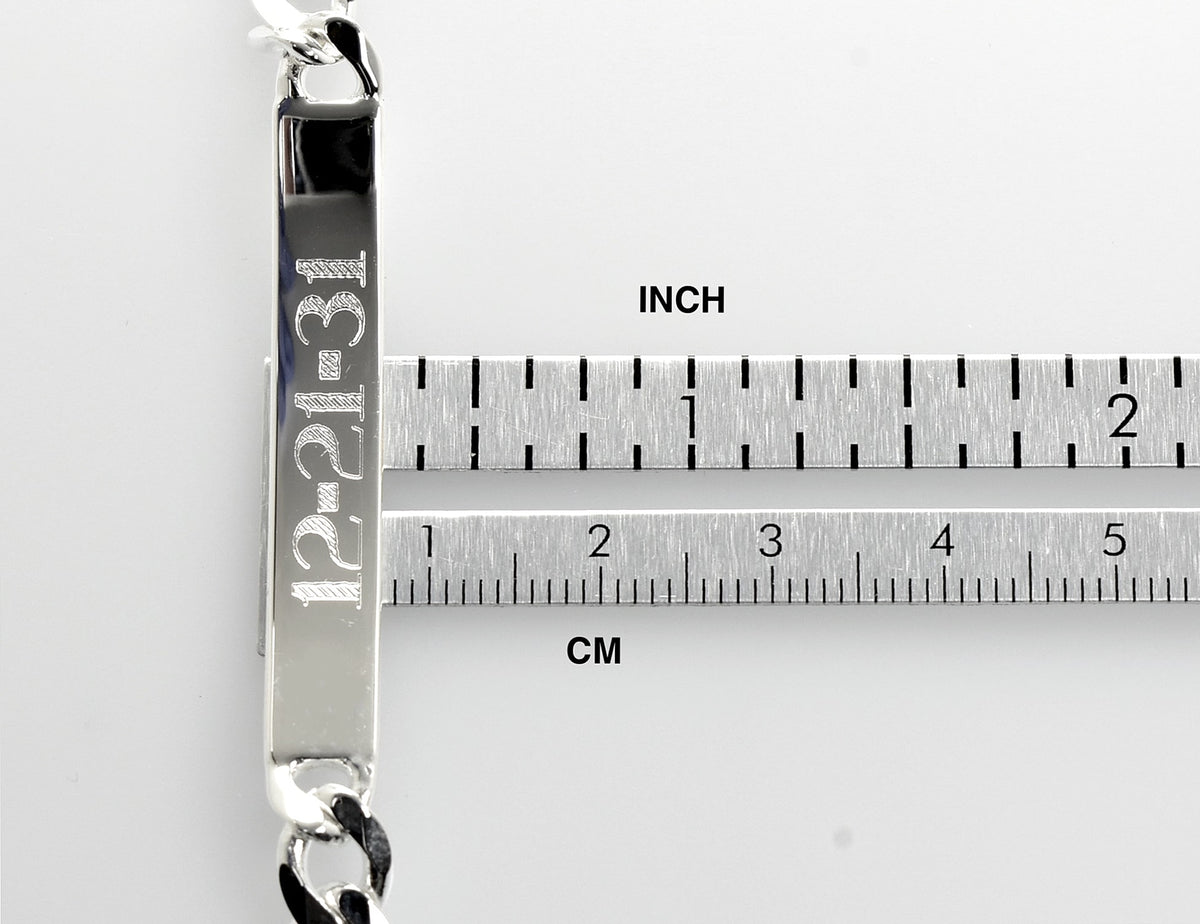solid sterling silver engravable curb link id bracelet engraved personalized name initials dates