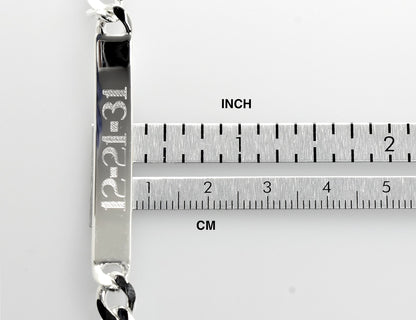 solid sterling silver engravable curb link id bracelet engraved personalized name initials dates