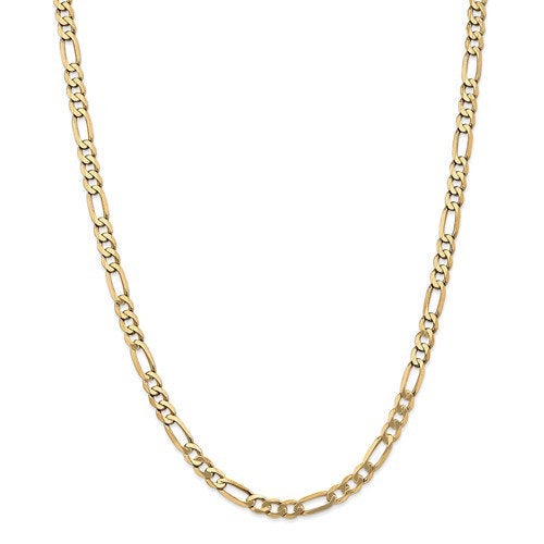 14k yellow gold 5.25mm flat figaro bracelet anklet choker necklace pendant chain