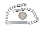 Φόρτωση εικόνας στο εργαλείο προβολής Συλλογής, Solid Sterling Silver Engravable Curb Link ID Bracelet Engraved Personalized Name Initials Dates
