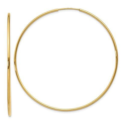 14k yellow gold extra large endless round hoop earrings 52mm x 1.25mm