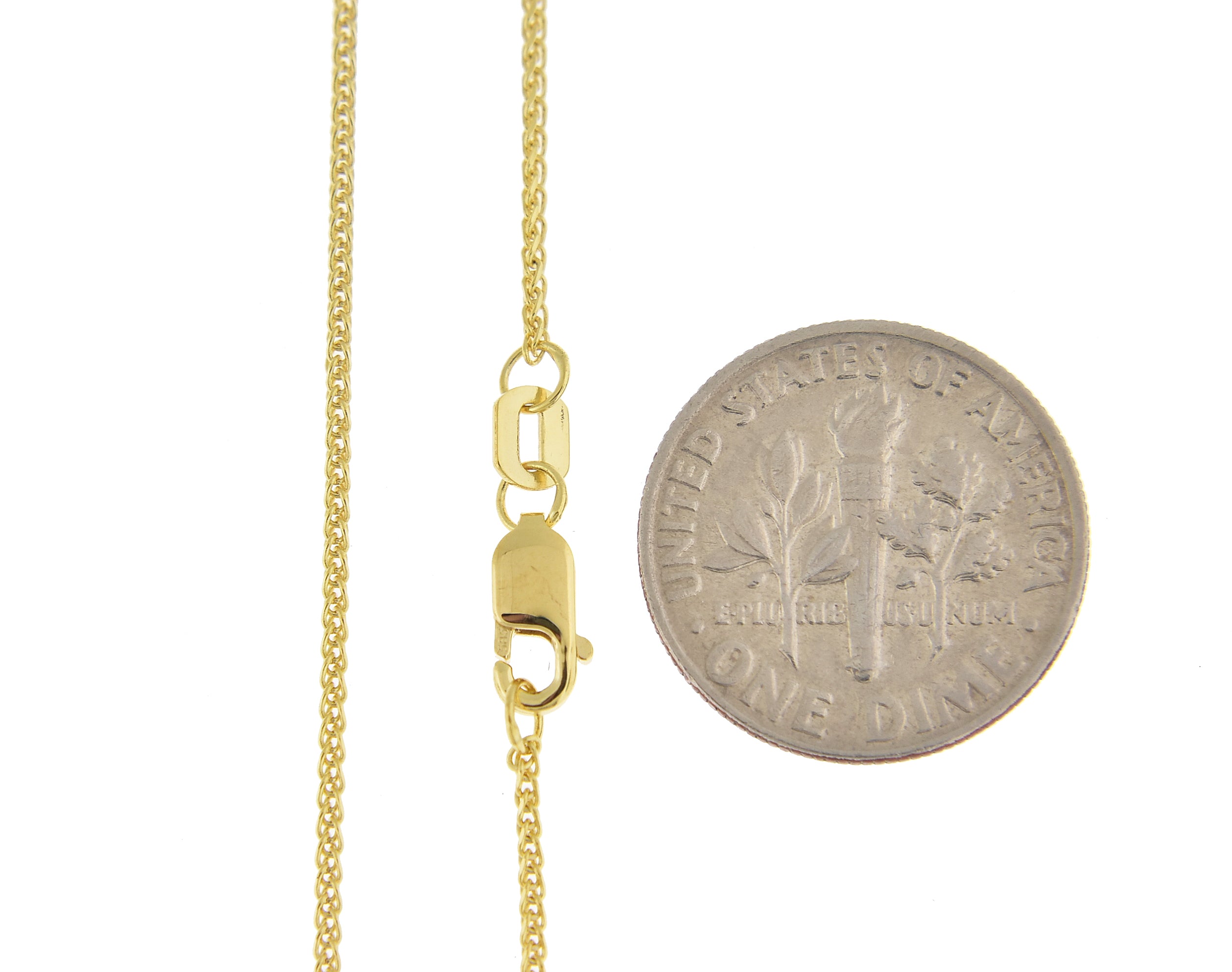 14K Yellow Gold Diamond Cut 1mm Spiga Wheat Bracelet Anklet Choker Necklace Pendant Chain