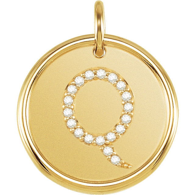 14k yellow rose white gold genuine diamond uppercase letter q initial alphabet pendant charm custom made personalized engraved