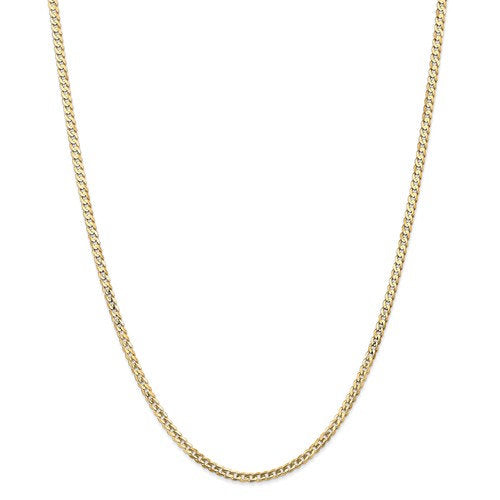 14K Yellow Gold 3mm Open Concave Curb Bracelet Anklet Choker Necklace Pendant Chain