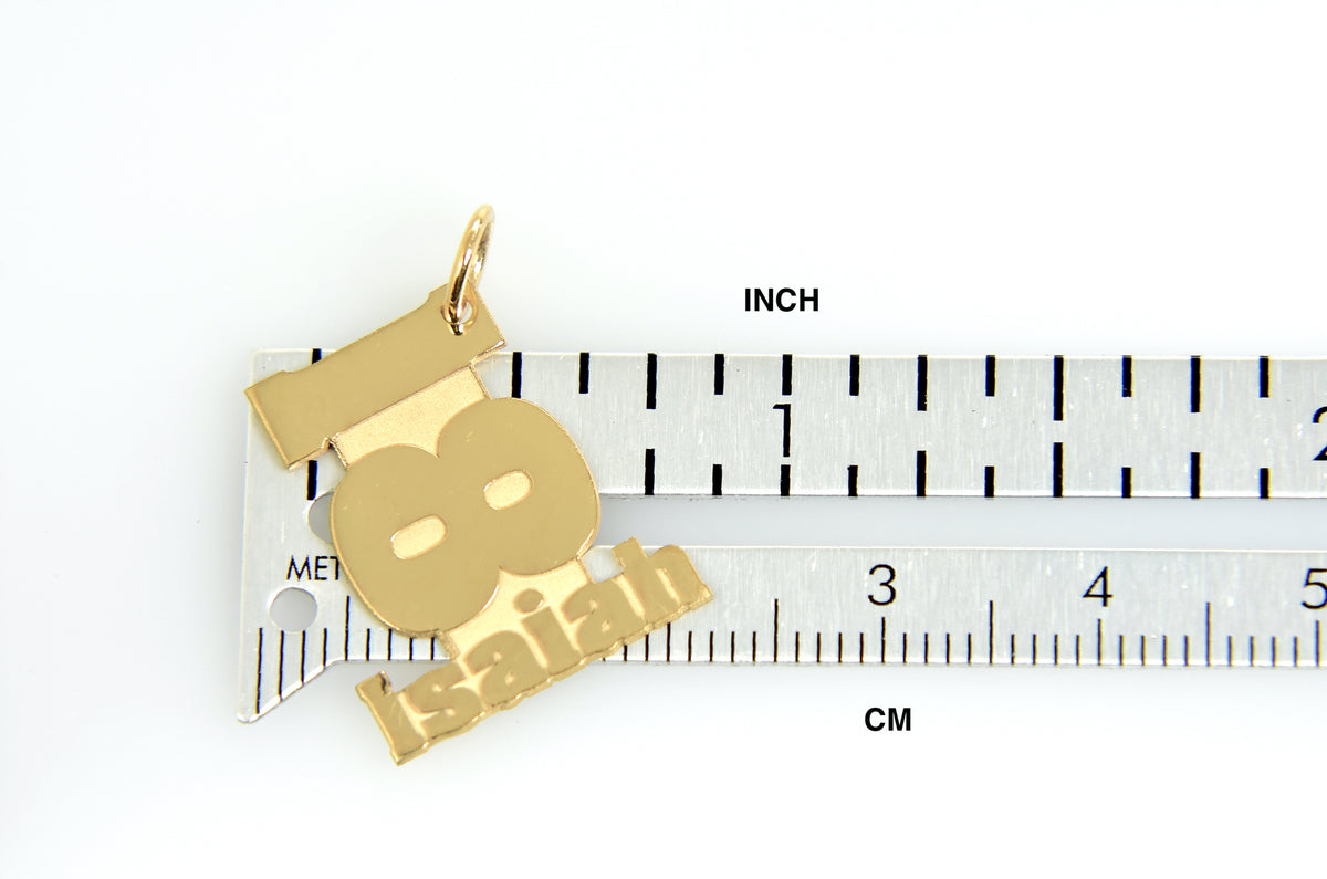 14k 10k yellow white gold sterling silver stacked number name pendant charm custom made personalized