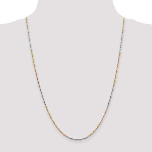 14k yellow white rose gold tri color 1.75mm diamond cut rope bracelet anklet choker necklace chain