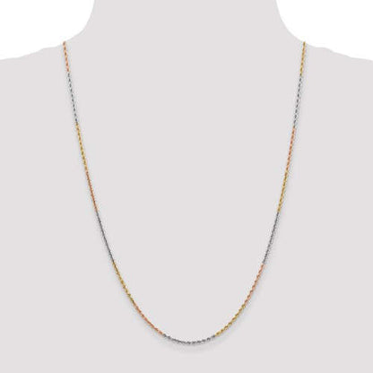 14k yellow white rose gold tri color 1.75mm diamond cut rope bracelet anklet choker necklace chain