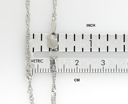 14k white gold 1.7mm singapore twisted bracelet anklet choker necklace pendant chain
