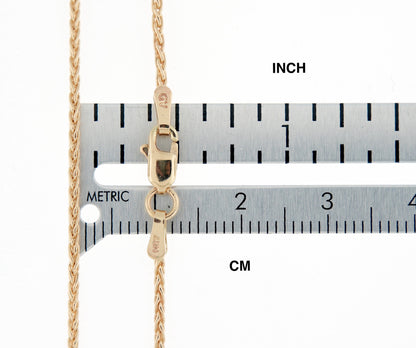 14k yellow gold 1.5mm parisian wheat bracelet anklet choker necklace pendant chain