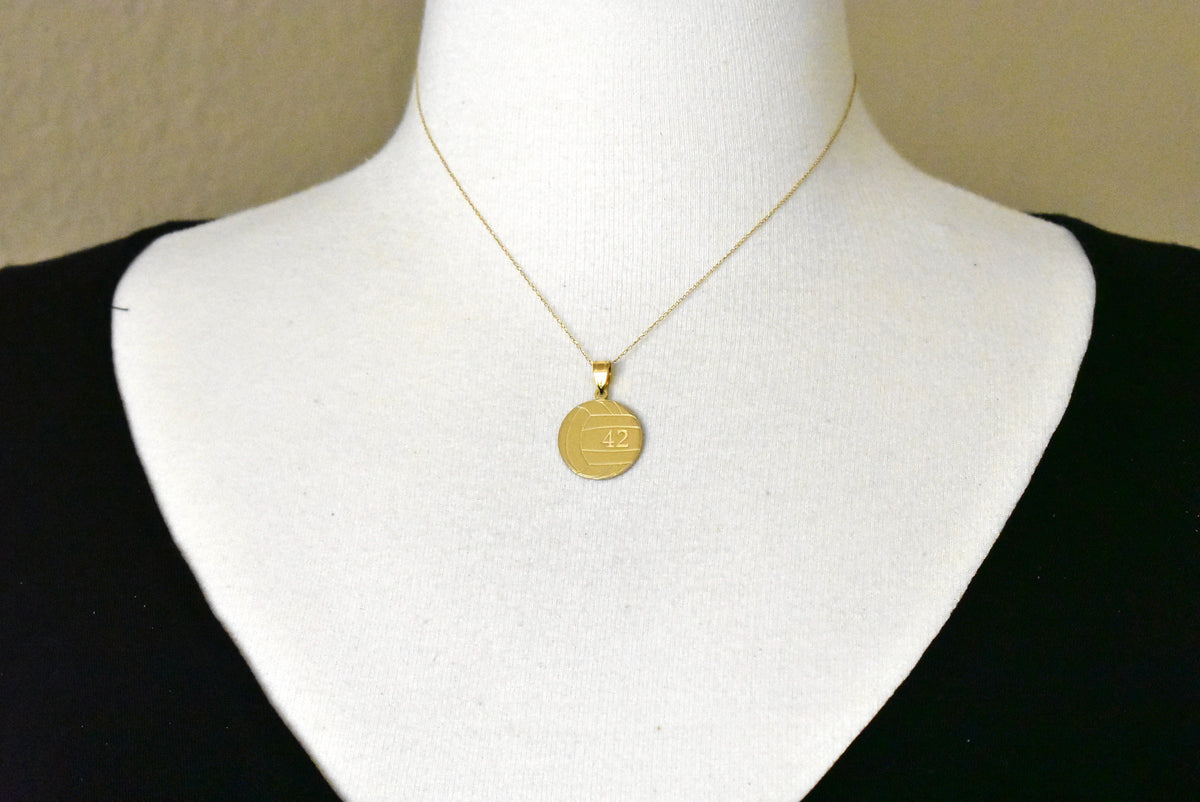 14k 10k gold sterling silver volleyball personalized engraved pendant