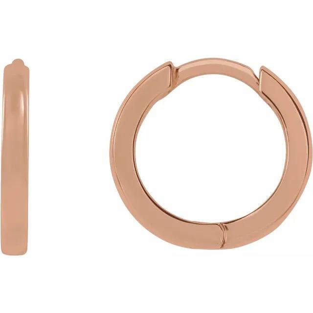 platinum 14k solid yellow rose white gold 8mm classic round huggie hinged hoop earrings
