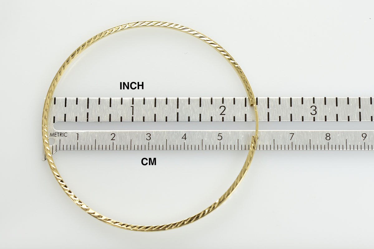 14k yellow gold diamond cut square tube round endless hoop earrings 60mm x 1.35mm