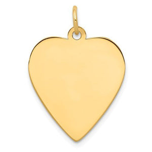 14k Yellow Gold 18mm Heart Disc Pendant Charm Personalized Monogram Engraved