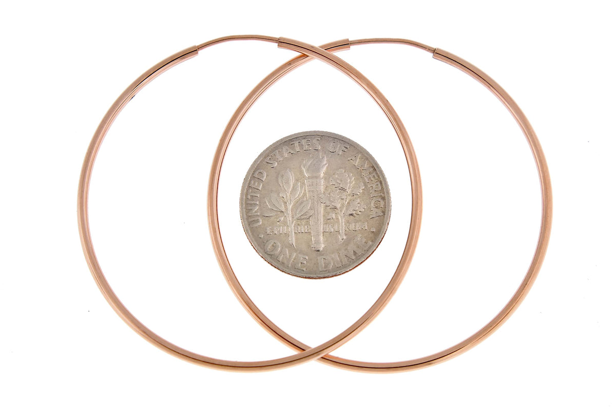 14k rose gold classic endless round hoop earrings 40mm x 1.5mm