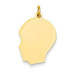 Load image into Gallery viewer, 10K Yellow Gold 17mm Boy Head Facing Left Silhouette Engravable Disc Pendant Charm Engraved Personalized Monogram
