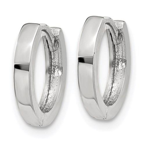 14k white gold classic huggie hinged hoop earrings 11mm x 2mm