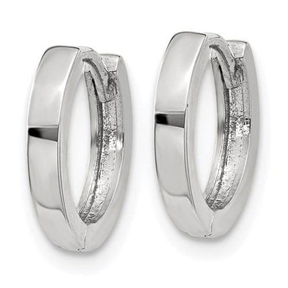 14k white gold classic huggie hinged hoop earrings 11mm x 2mm