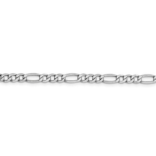 14k white gold 4.4mm lightweight figaro bracelet anklet choker necklace pendant chain