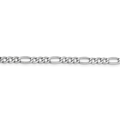 14k white gold 4.4mm lightweight figaro bracelet anklet choker necklace pendant chain