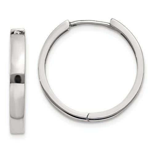 14k white gold classic hinged hoop huggie earrings