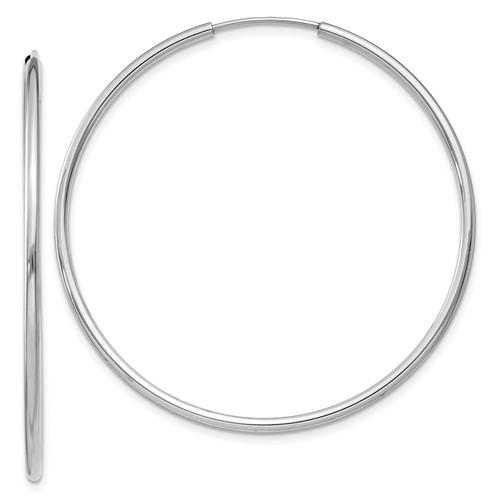 14k white gold classic endless round hoop earrings 40mm x 1.5mm