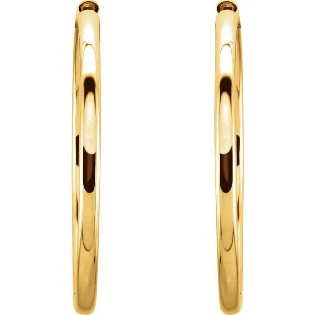 14k solid yellow rose white gold 38.7mm round endless hinged hoop earrings custom made to order