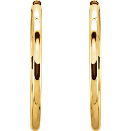 14k solid yellow rose white gold 38.7mm round endless hinged hoop earrings custom made to order