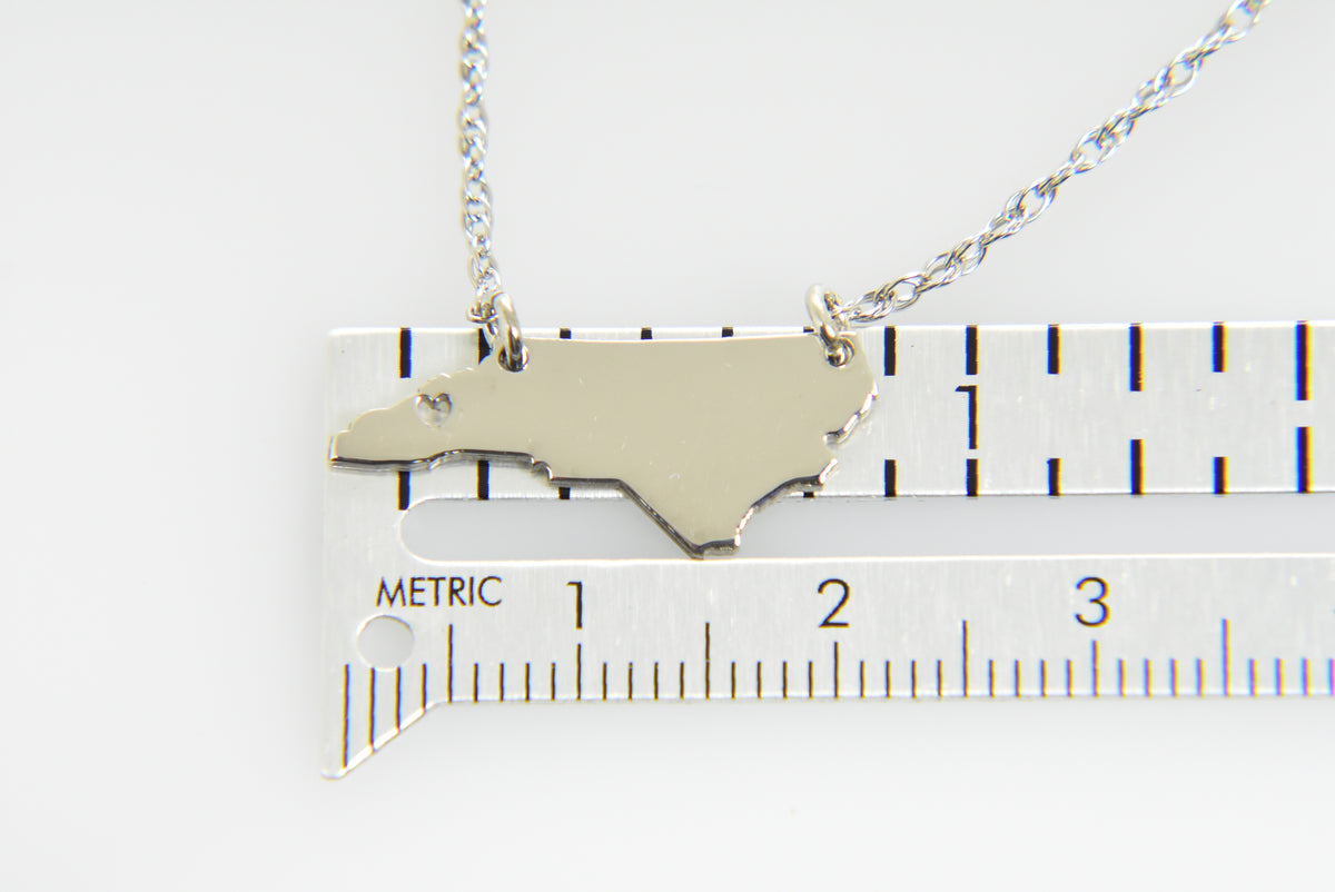 14k gold 10k gold silver north carolina nc state map necklace heart personalized city