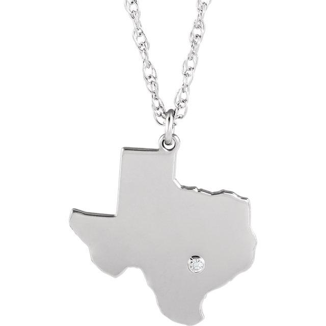 14k 10k yellow rose white gold diamond silver texas tx state map personalized city necklace