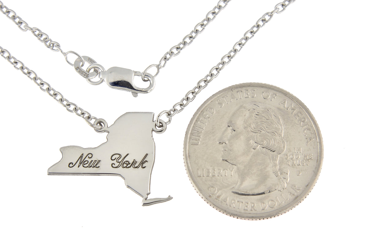 14k gold or sterling silver new york ny state name necklace personalized monogram