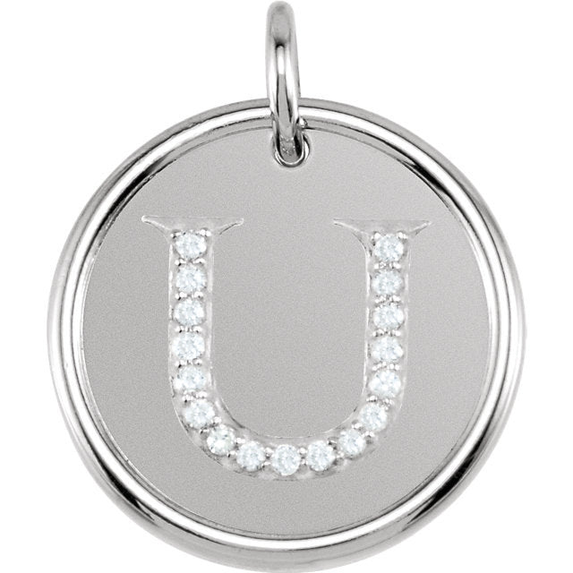 14k yellow rose white gold genuine diamond uppercase letter u initial alphabet pendant charm custom made to order personalized engraved