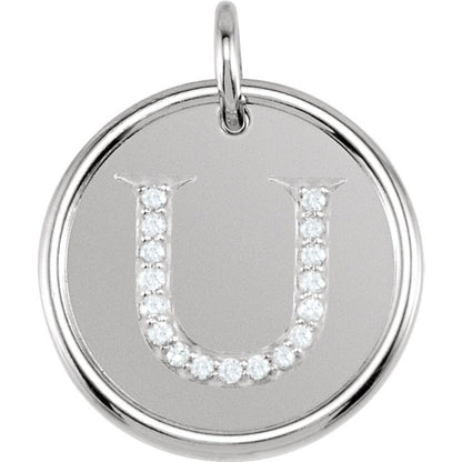 14k yellow rose white gold genuine diamond uppercase letter u initial alphabet pendant charm custom made to order personalized engraved