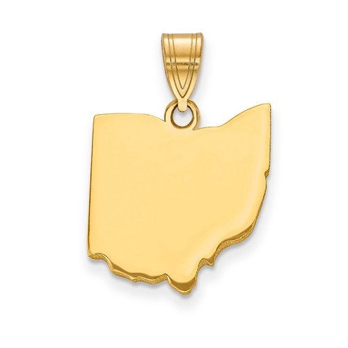 14k gold or sterling silver ohio oh state map pendant charm personalized monogram