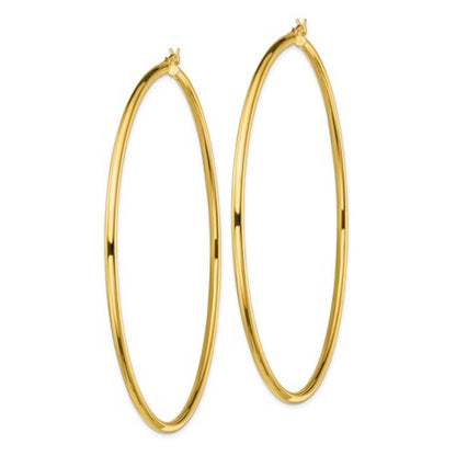 yellow gold plated sterling silver 3.15 inch round hoop earrings 80mm x 2.5mm