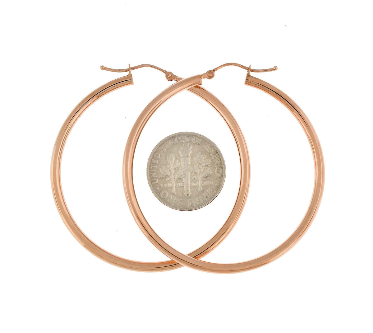 14k rose gold classic round hoop earrings 44mm x 2.5mm
