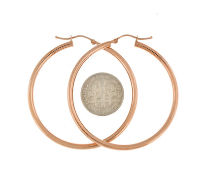 14k rose gold classic round hoop earrings 44mm x 2.5mm