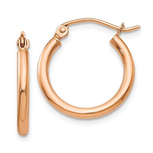 14k rose gold classic round hoop earrings 17mm x 2.5mm