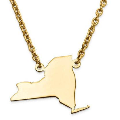 14k gold or sterling silver new york ny state name necklace personalized monogram
