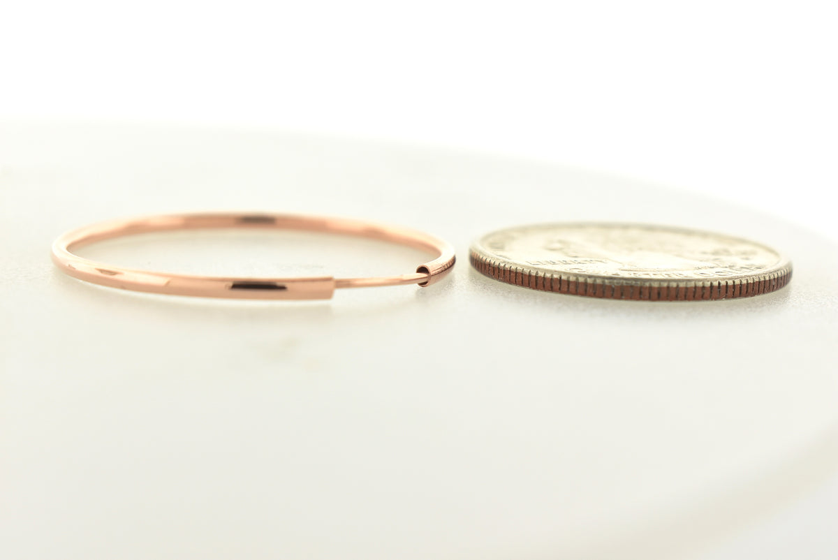 14k rose gold classic endless round hoop earrings 30mm x 1.5mm