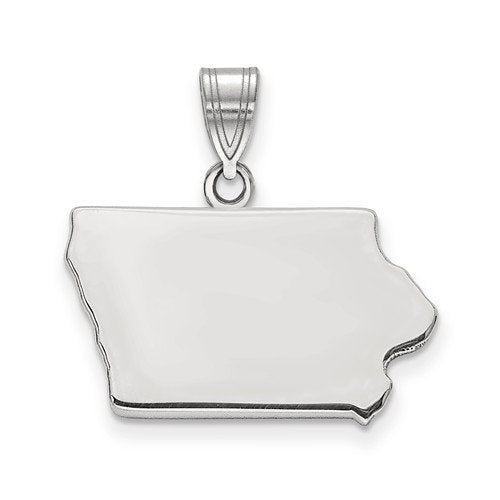 14K Gold or Sterling Silver Iowa IA State Map Pendant Charm Personalized Monogram