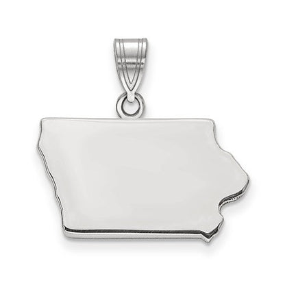 14k gold or sterling silver iowa ia state map pendant charm personalized monogram