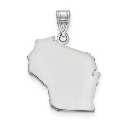 14k gold or sterling silver wisconsin wi state map pendant charm personalized monogram