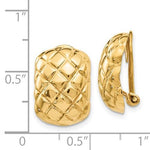 Carregar imagem no visualizador da galeria, 14k Yellow Gold Non Pierced Clip On Omega Back Quilted Textured Earrings
