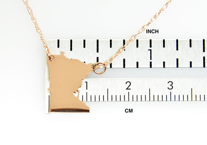 14k gold 10k gold silver minnesota mn state map necklace heart personalized city