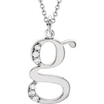 Load image into Gallery viewer, 14K Yellow Rose White Gold .03 CTW Diamond Tiny Petite Lowercase Letter G Initial Alphabet Pendant Charm Necklace
