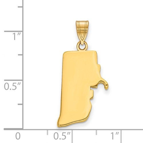 14k gold or sterling silver rhode island ri state map pendant charm personalized monogram