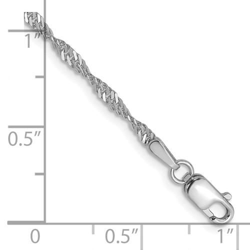 14k white gold 1.9mm singapore twisted bracelet anklet choker necklace pendant chain