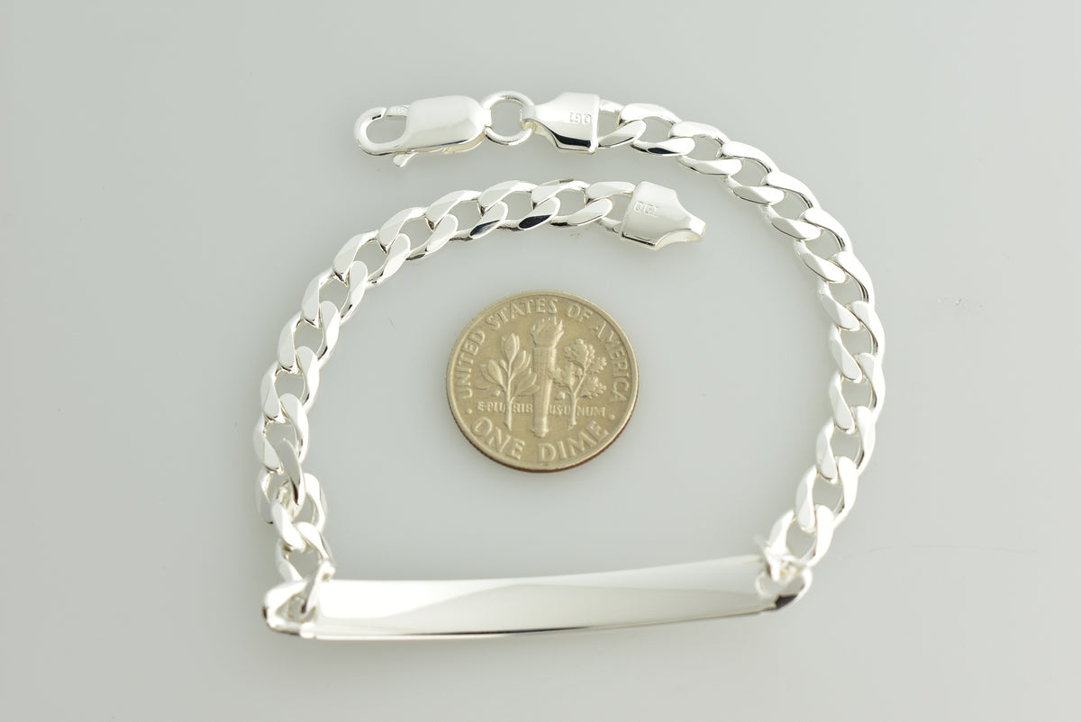 solid sterling silver engravable curb link id bracelet engraved personalized name initials dates