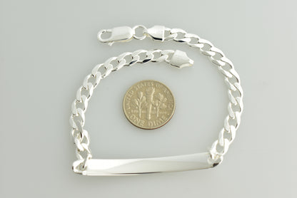 solid sterling silver engravable curb link id bracelet engraved personalized name initials dates